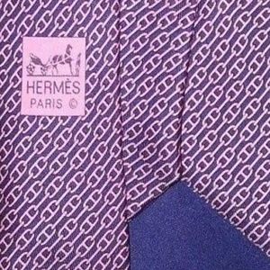 Vintage Hermes Tie 100% Silk Lavender, Blue #5261